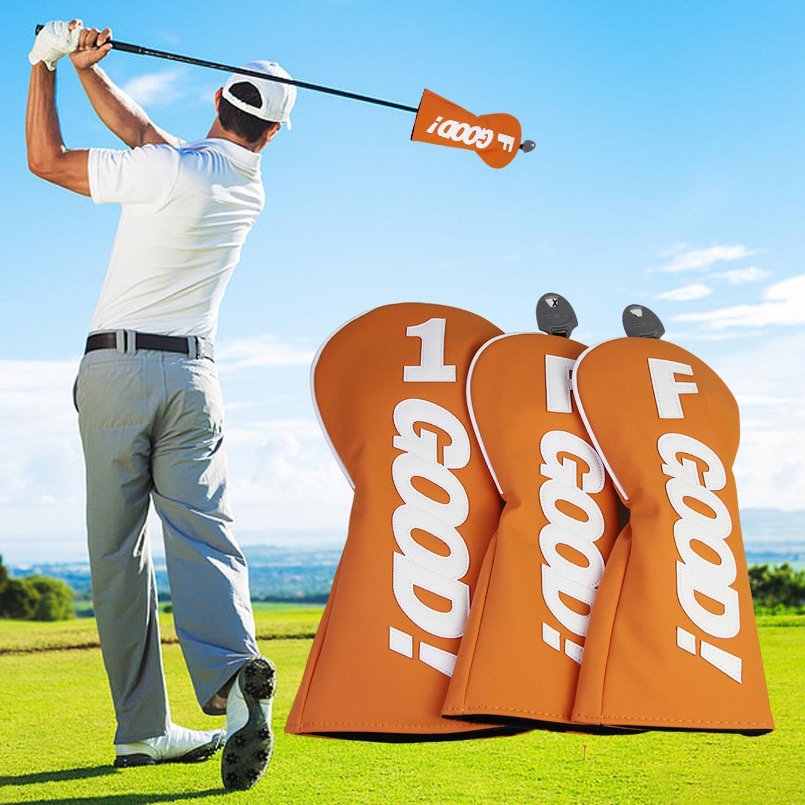 Funda para palo de golf, cubierta impermeable de piel sintética para cabeza de palo de golf, accesorios deportivos portátiles para hombres y mujeres