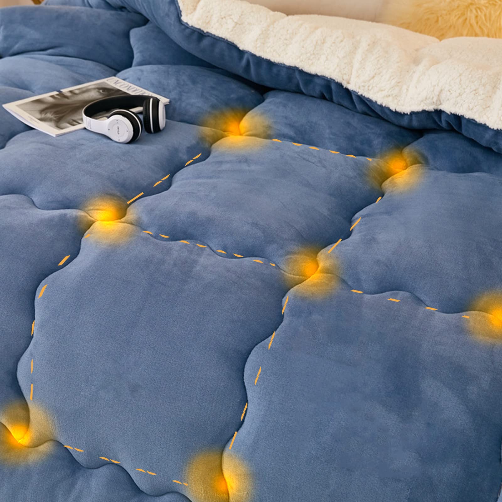 FFFF & OLFEH Piumino Invernale Cashmere di Agnello, Lana Autunno E Inverno Trapunta Calda Peluche Calda Trapunta Invernale Trapunta per Letto Matrimoniale in Inverno (Nero,200x230cm?4kg?)