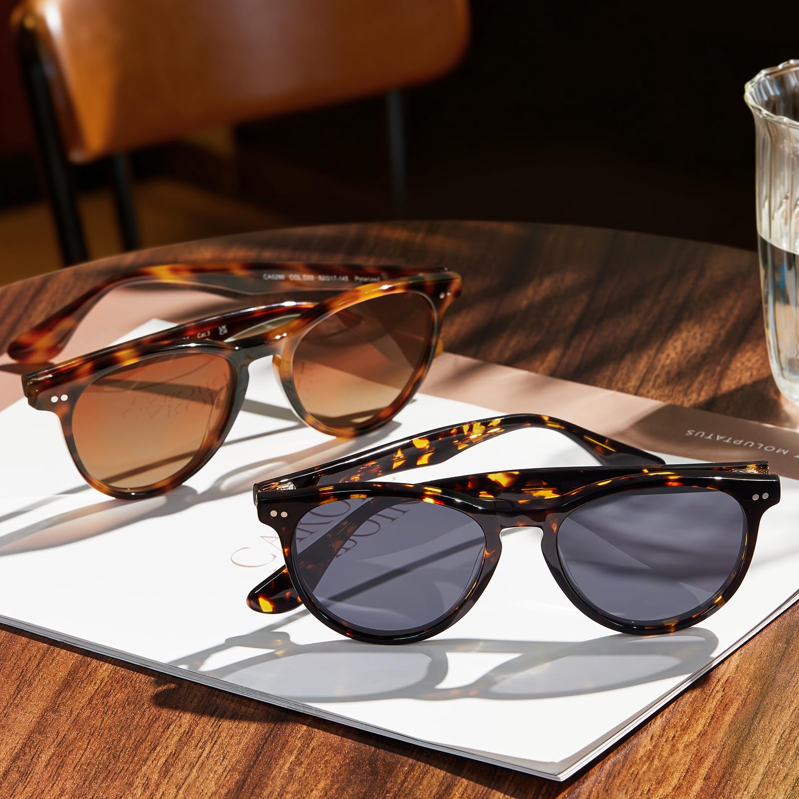 CARFIA Retro Sonnenbrille für Damen Polarisiert UV400 Schutz Kleine Gesicht | Elegant Rund Acetate Sunglasses, Schildkröte Muster, Geschenk für Schmal Gesicht Frauen & Ältere Jugendliche, Brillenetui