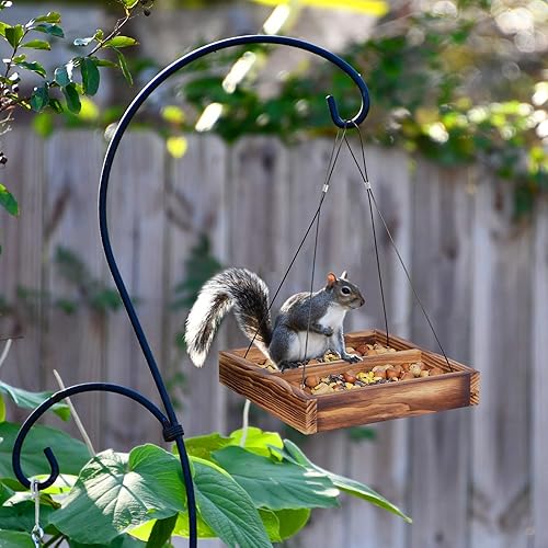 Miniatura 7 de MIXXIDEA Bandeja colgante para comedero de pájaros, bandeja de semillas de madera, bandeja colgante para colibríes, plataforma de semillas de malla