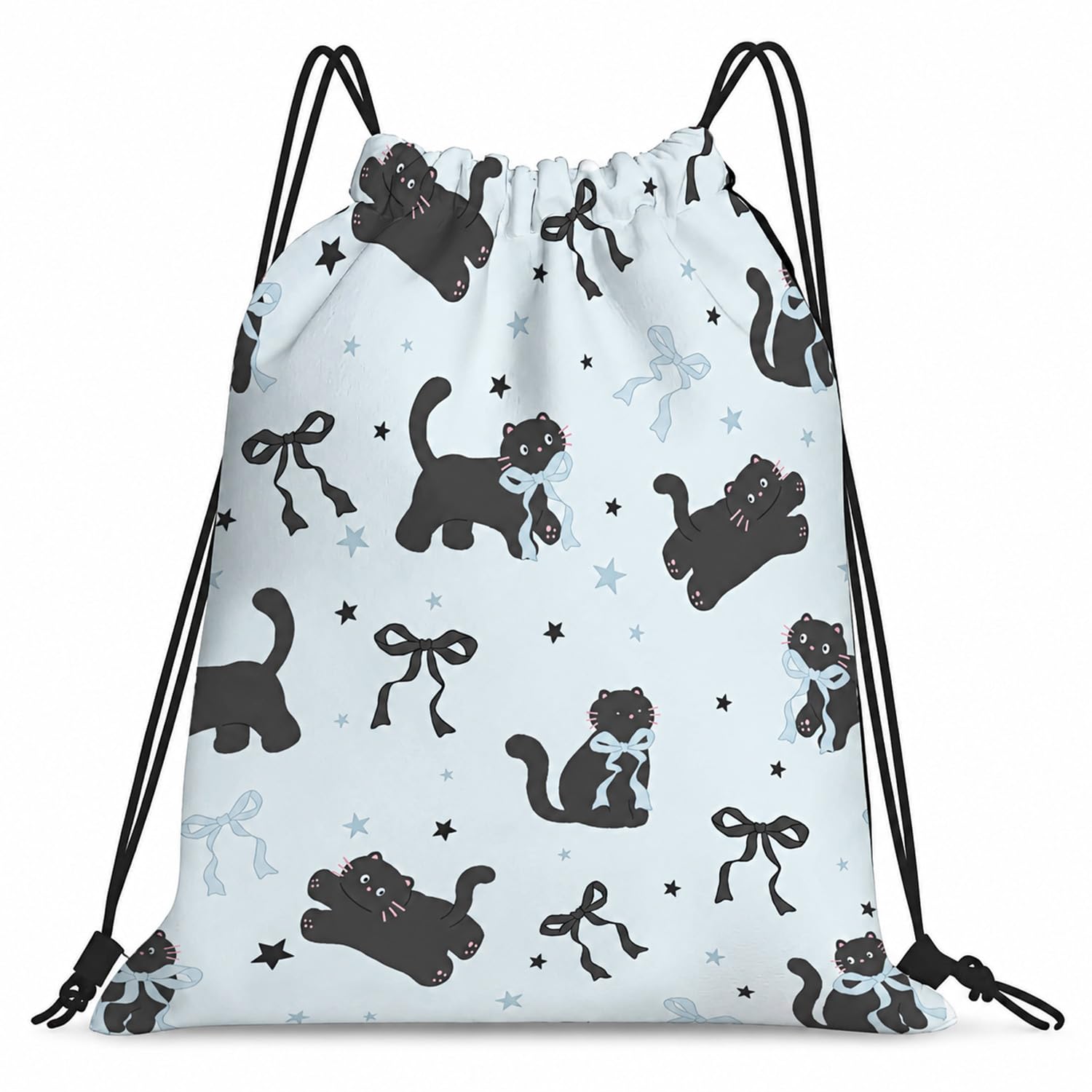 ZYNTAVA Cat Drawstring Bags, Large Capacity Swimming Bag for Kids,Girls, Cute Lightweight Gym Bags, Portable Travel Drawstring Backpack for School, Sports, Shopping, 37 x 46cm