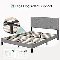 Vista 108 de Novilla Base de cama de plataforma tamaño Queen con cabecera ajustable tapizada, marco de cama Queen, no necesita somier, sin ruido, fácil montaje