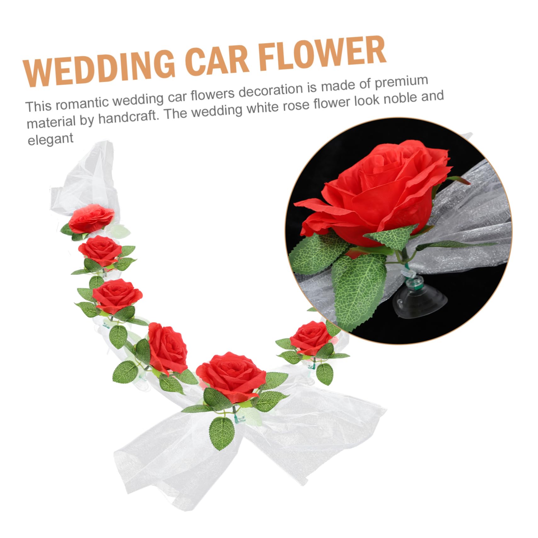 Amosfun 5 Sätze Hochzeit Autogürtel hochzeitsdeko Wedding Decoration Hochzeitsauto Blumendekoration hochzeitsdeco heiraten Souvenir-Tulpen Autodekorationen Hochzeitsauto stieg Schleife rot