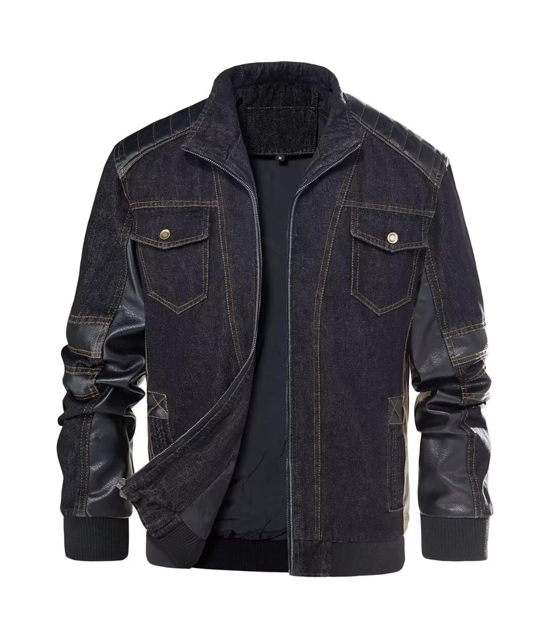 ジャケット WOOALONG High neck denim biker jacket BLACK WL233DJK01UBLK 71tx1Y3eVxL.jpg