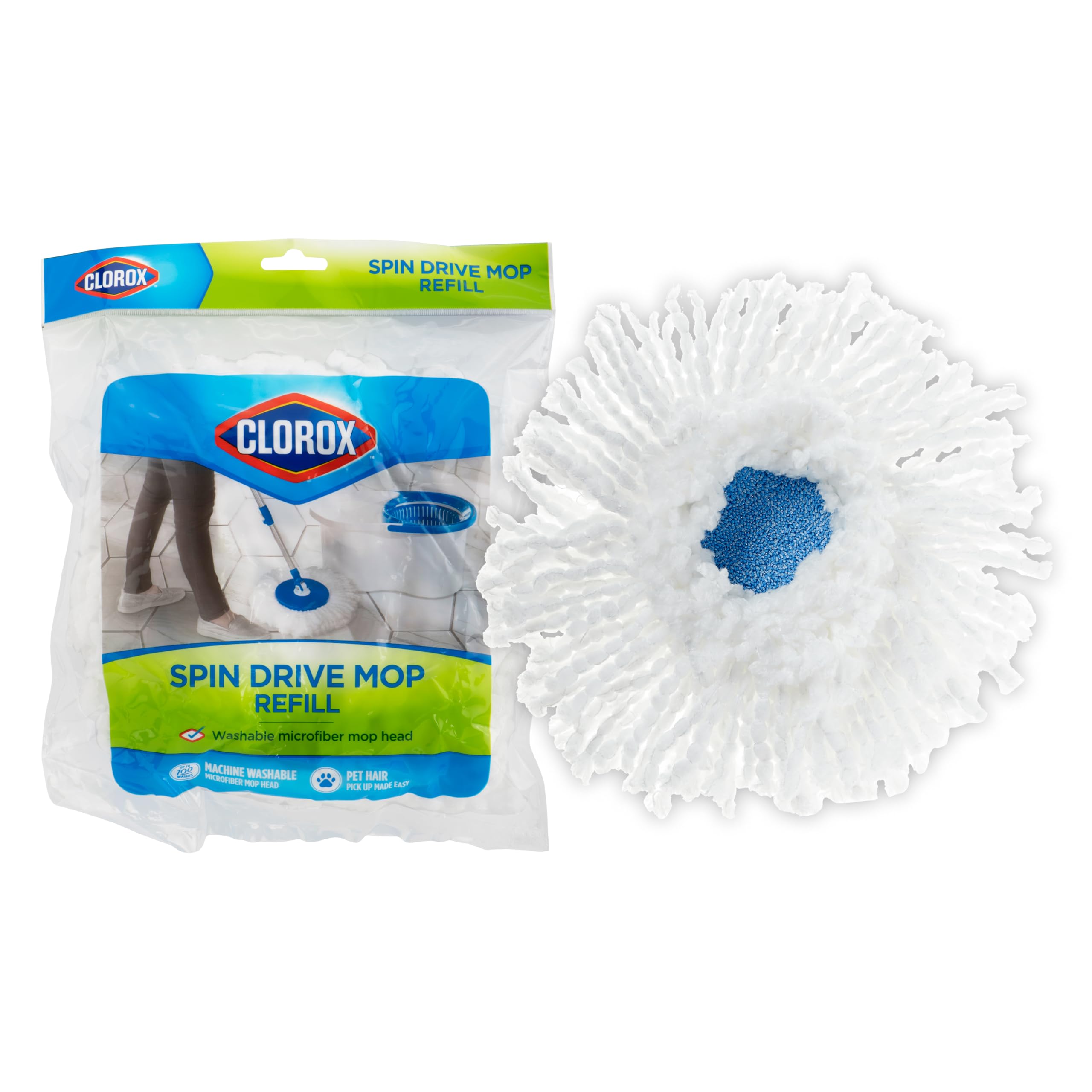 Amazon.com: Clorox Spin Dry Mop Machine-Washable Refill Head, One