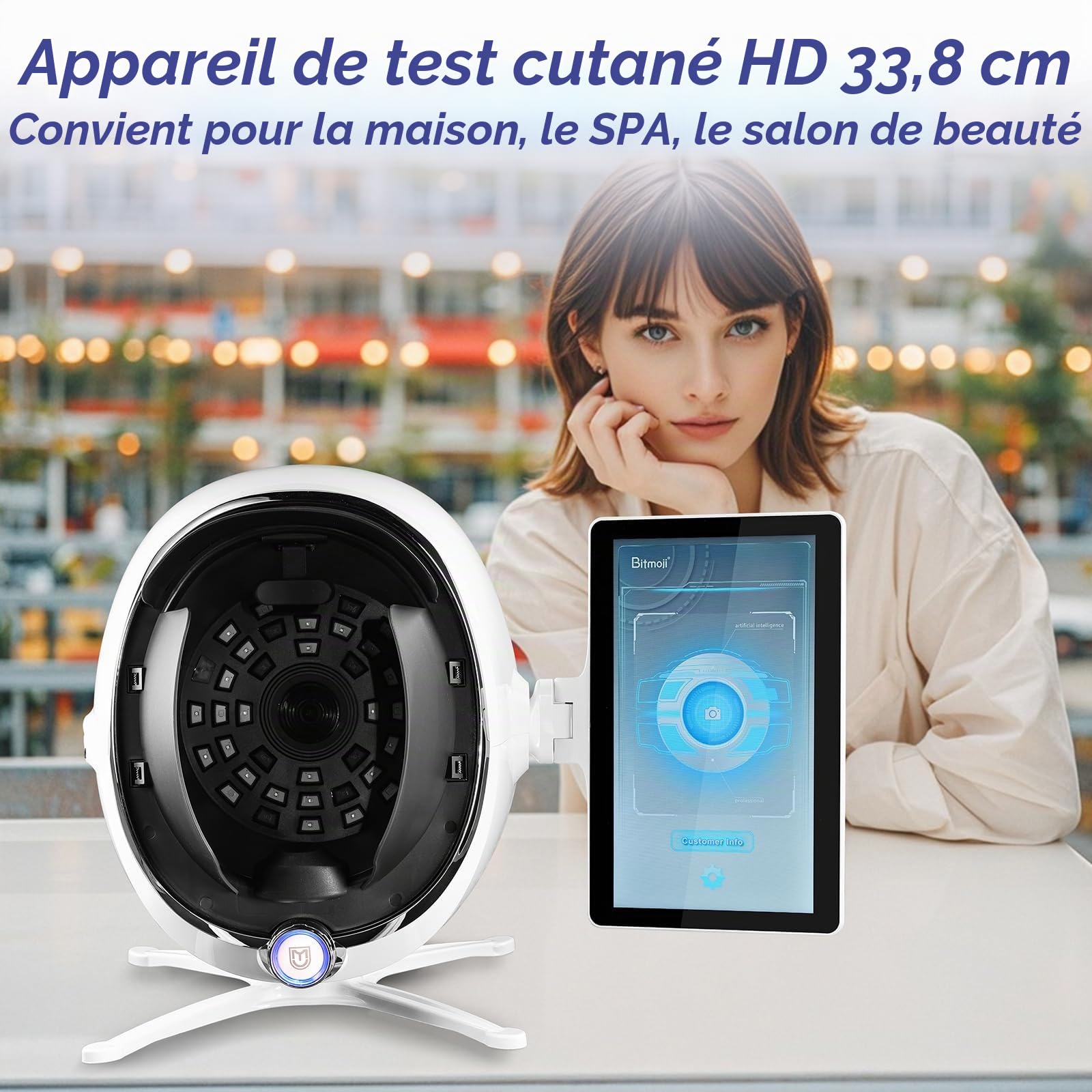 Analyseur de peau numérique 3D de 33,3 cm, machine d'analyse intelligente de la peau du visage, 38 millions de pixels, 8 analyseurs spectraux d'humidité faciale pour salon de beauté, soins de la peau
