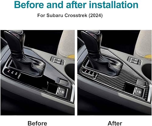 Miniatura 3 de AIRSPEED Para Subaru Crosstrek 2024 Cubierta del panel de cambio de marchas Consola central Interior de fibra de carbono suave, Negro