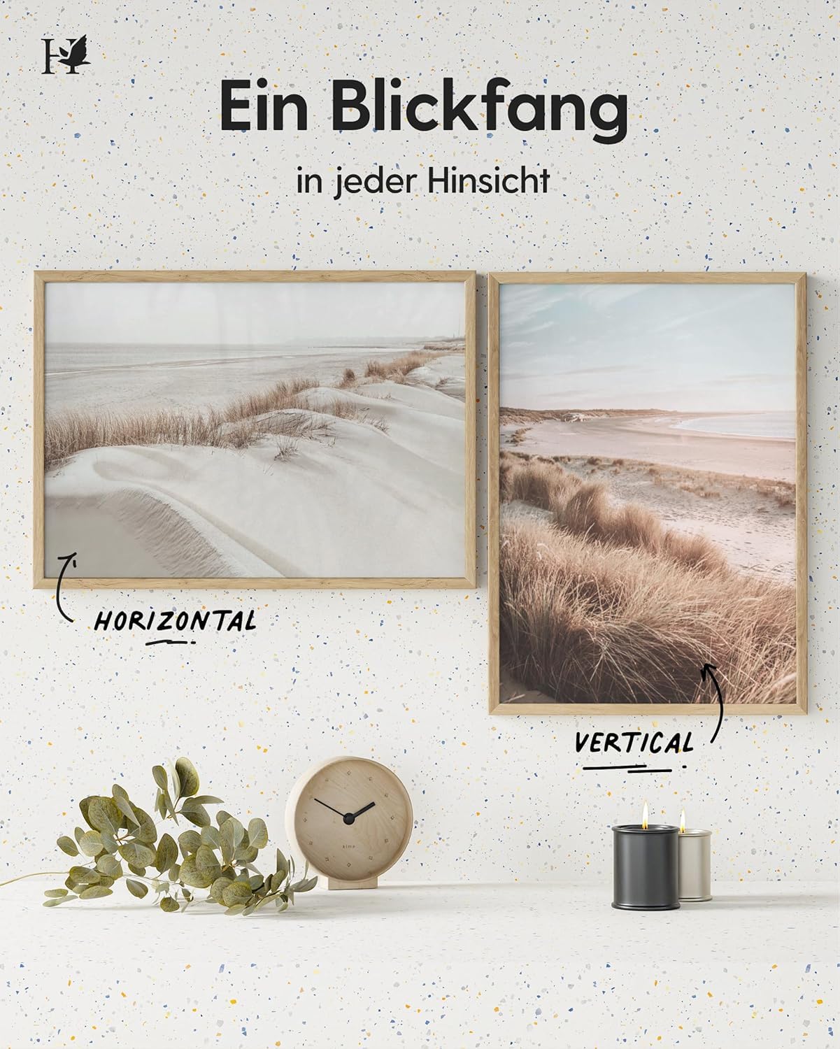 Heimlich® - Cadre photo - 30 x 45 cm, chêne, lot de 2 - Petits cadres pour affiches avec protection plastique - Montage mural uniquement