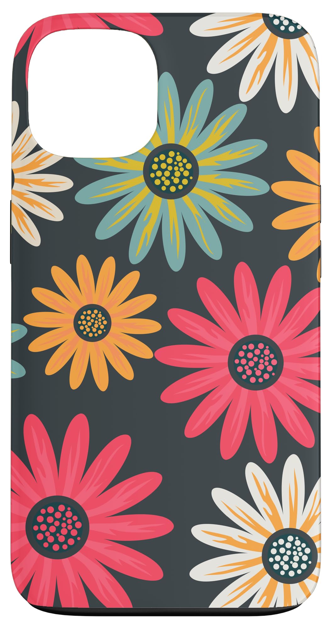 Floral Daisy Flowers Pink Green Orange Grey Pattern AEN021 Case for iPhone 13