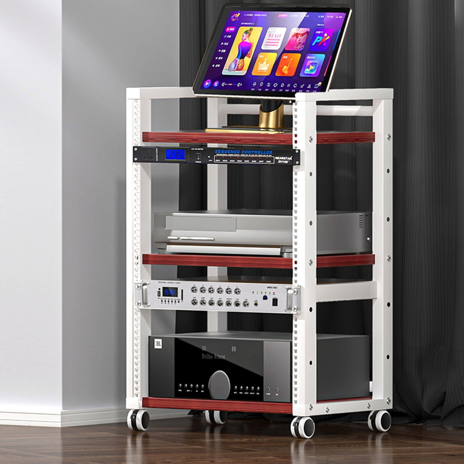 Meuble rack audio 3 niveaux pour ampli et platine vinyle