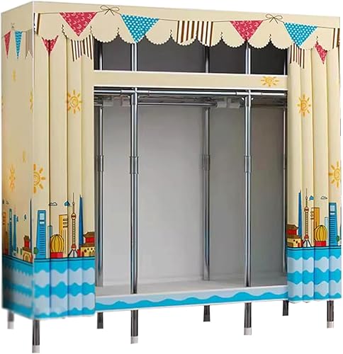 large closets Portable Wardrobe Closet Thickened Steel Pipe Clothes Closet for Bedroom Hanging Large Closet Lightweight Portable Closet Space-saving