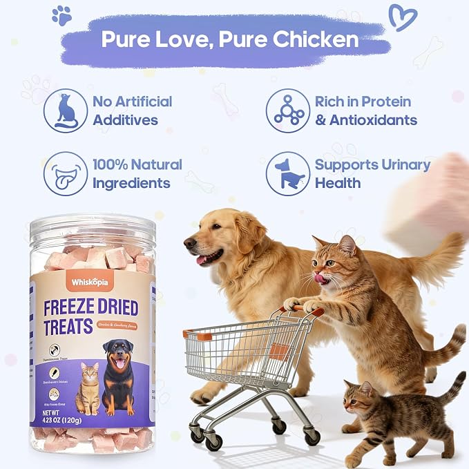4.23 oz Freeze Dried Chicken Cubes for Dogs and Cats Chicken Snacks with Cranberry Nutrient-Dense Low-Fat Pet Training & Reward Snacks Grain-Free Chicken Treats miniatura 6