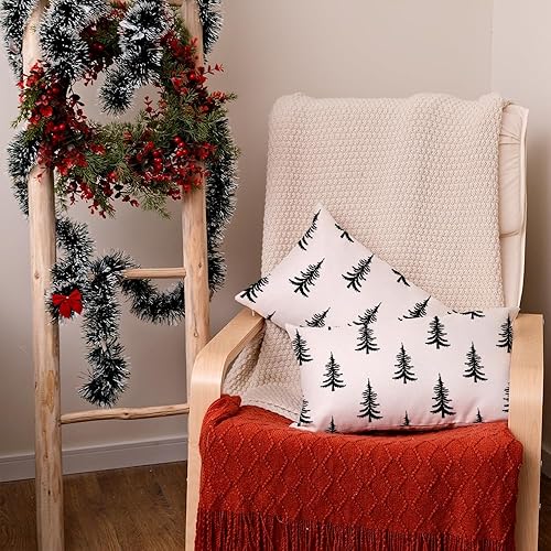 Miniatura 5 de AACORS Juego de 2 fundas de almohada de Navidad de 12 x 20 pulgadas, decoración de árboles de Navidad, decoración de casa de campo, invierno,