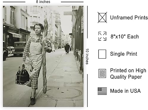 Miniatura 2 de Poster Master Póster vintage de mujer con baguette, impresión de vino retro, arte de comida y bebida, regalo para hombres, mujeres y panaderos,