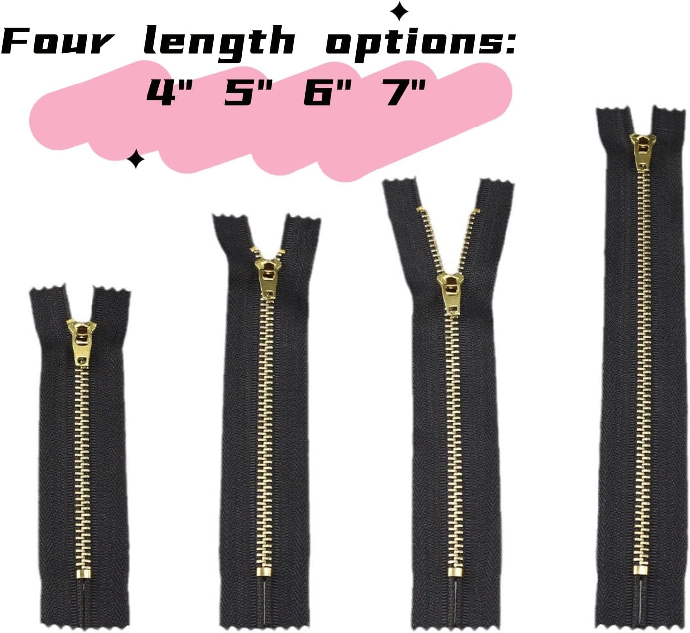 Wonesifee #4 10pcs Jeans Metal Zipper 5" Brass Teeth Non-Separating Close End Zipper Bulk for Sewing Bag Pocket Purse Wallet Jeans Zippers 5inch(Navy Blue+Black Tape 5PCS Each)
