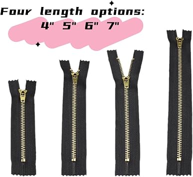 Wonesifee #4 10pcs Jeans Metal Zipper 5 Non-Separating Close End Zipper