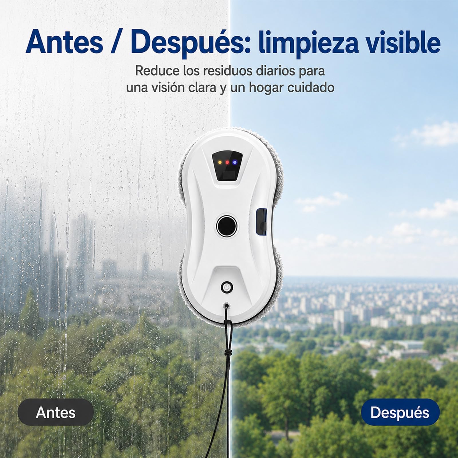 RoboClean Osmo Limpiacristales Robot – Control IA, 3 Modos Auto | Doble sistema de fregado en espiral, ideal para ventanas, azulejos y espejos, limpieza automática sin esfuerzo.