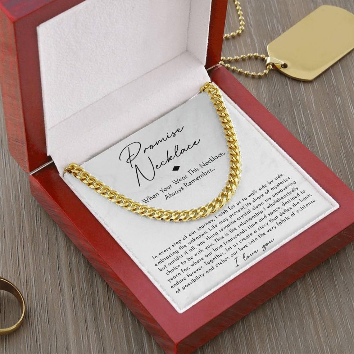 VIRAGIL Cuban Chain Necklace - Promise Necklace for Him, 1 Year for Boyfriend, Valentine's Day & Christmas