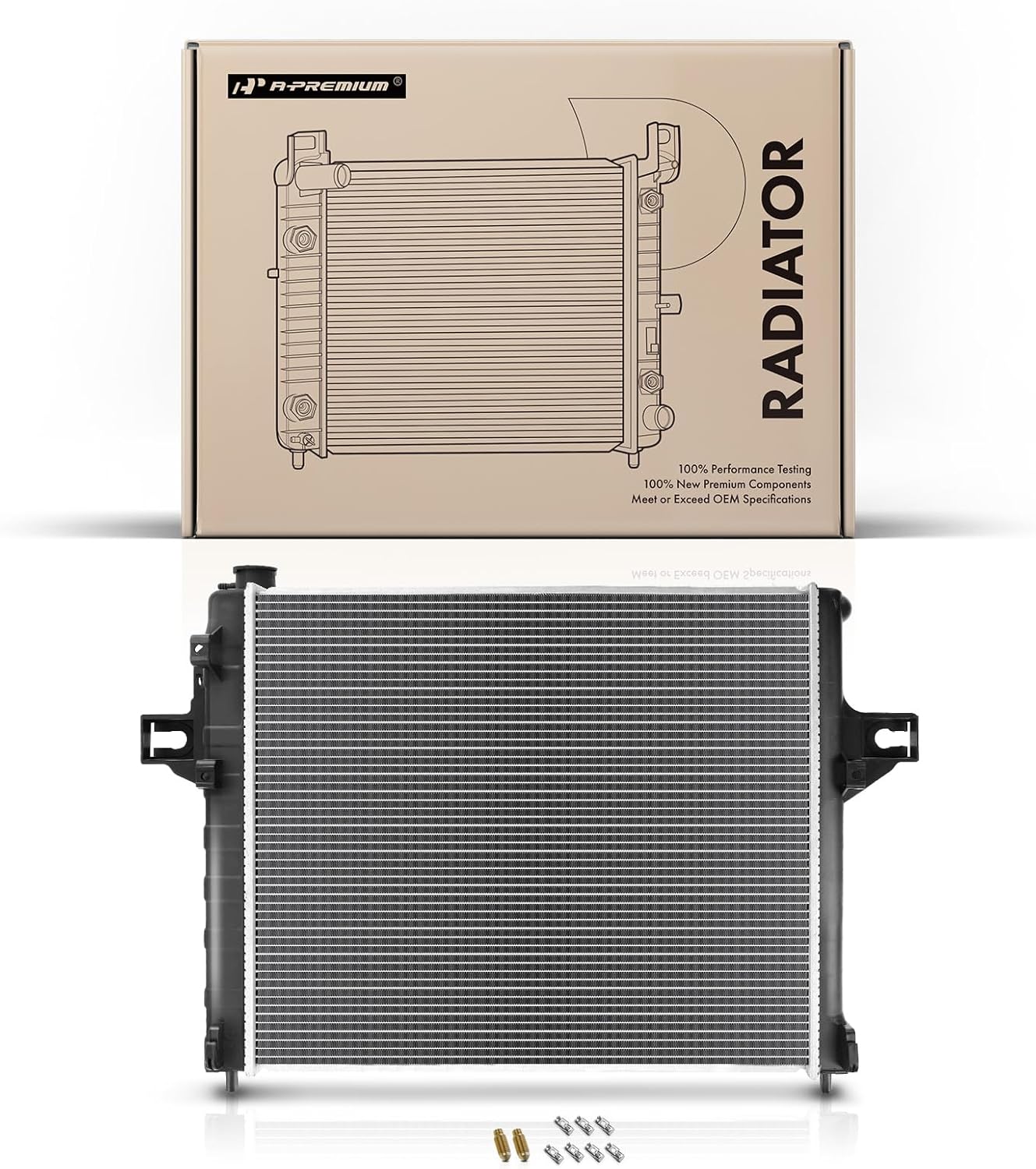 A-Premium Engine Coolant Radiator Assembly with Transmission Oil Cooler Compatible with Jeep Grand Cherokee Laredo Limited 1999-2000, V8 4.7L, Automatic Trans.