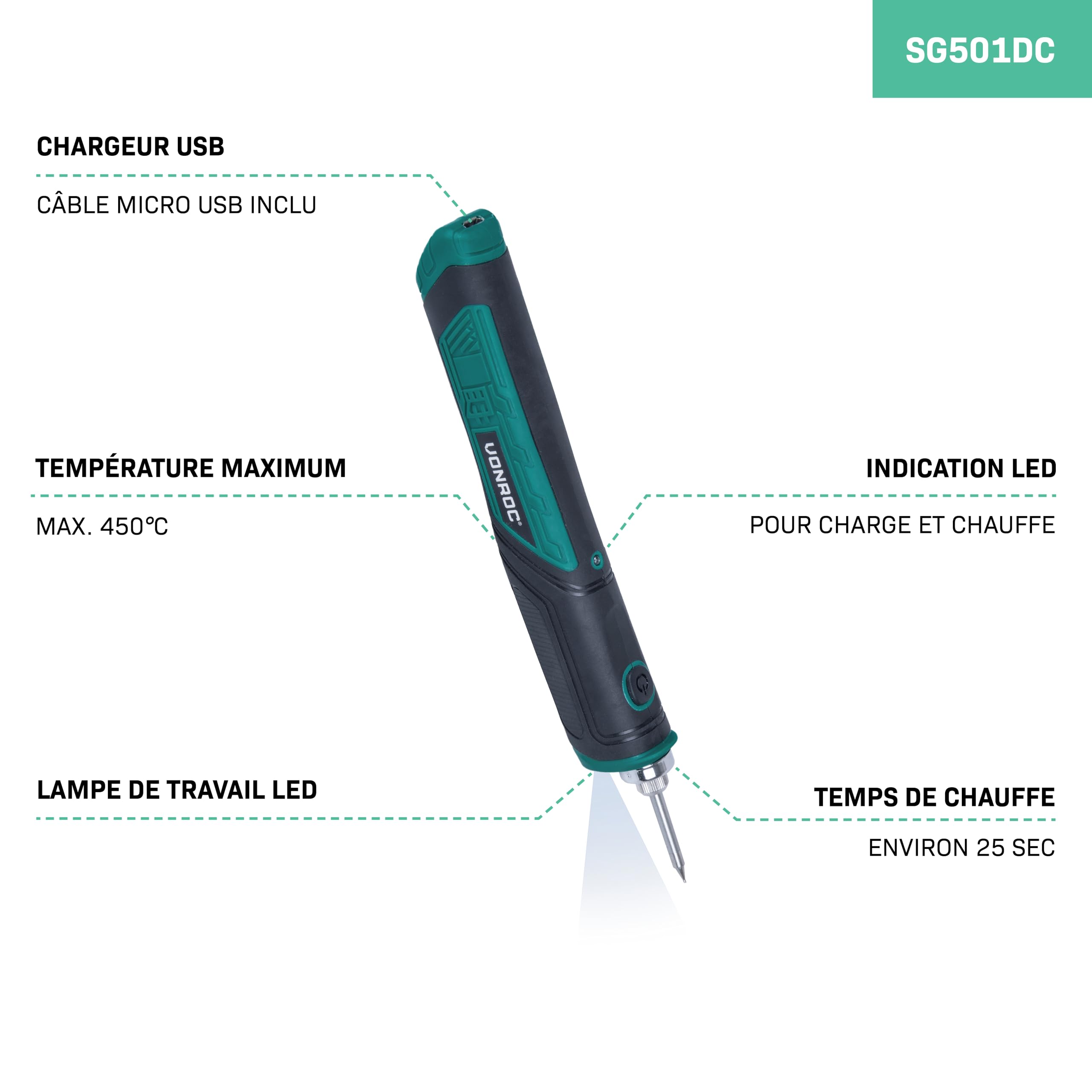 Fer à Souder Sans Fil FERM 4V 1.5Ah – Kit Avec Câble USB – Neuf