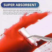 Vista 2 de Annhua 100 PIEZAS Rollos de algodón dental, gasa de algodón, #2 Mediano de 1,5" Tapones nasales de bola de algodón enrollada - 100% Algodón Natural