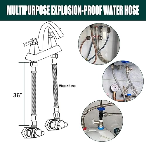Miniatura 15 de 【Nueva versión】Línea de conector de suministro de agua para grifo, acero inoxidable trenzado, línea de suministro de grifo de alta calidad de 12