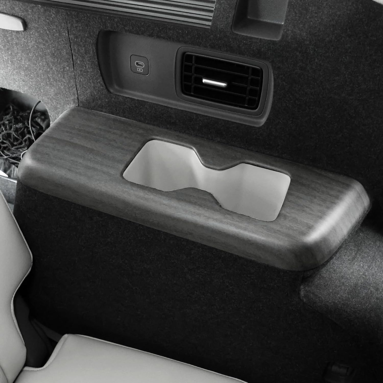 ABS Car Third Row Water Cup Holder Cover,Water Cup Holder Panel Cover Compatible with Hyundai Santa Fe 2024-2026 Accessories (Wood Grain Style)