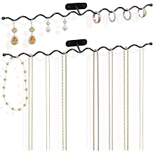 AQAREA Jewelry Wall Mounted Organizer 16 inch Wavy Necklace Storage, Necklace Holder Organizer for Apartment, Heavy Duty Jewelry Hanger for Gift Giving - 2 Pack