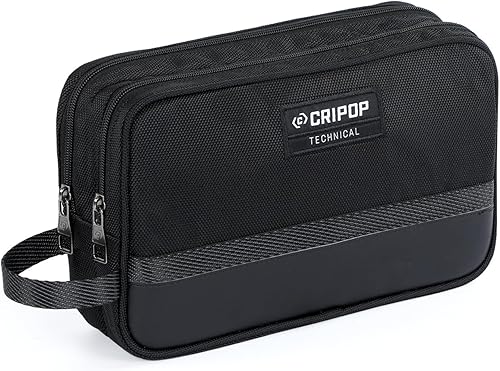 Miniatura 10 de Bolsa de herramientas con cremallera, 10 x 6 pulgadas, compartimentos duales, bolsa de herramientas pequeña resistente, organizador de