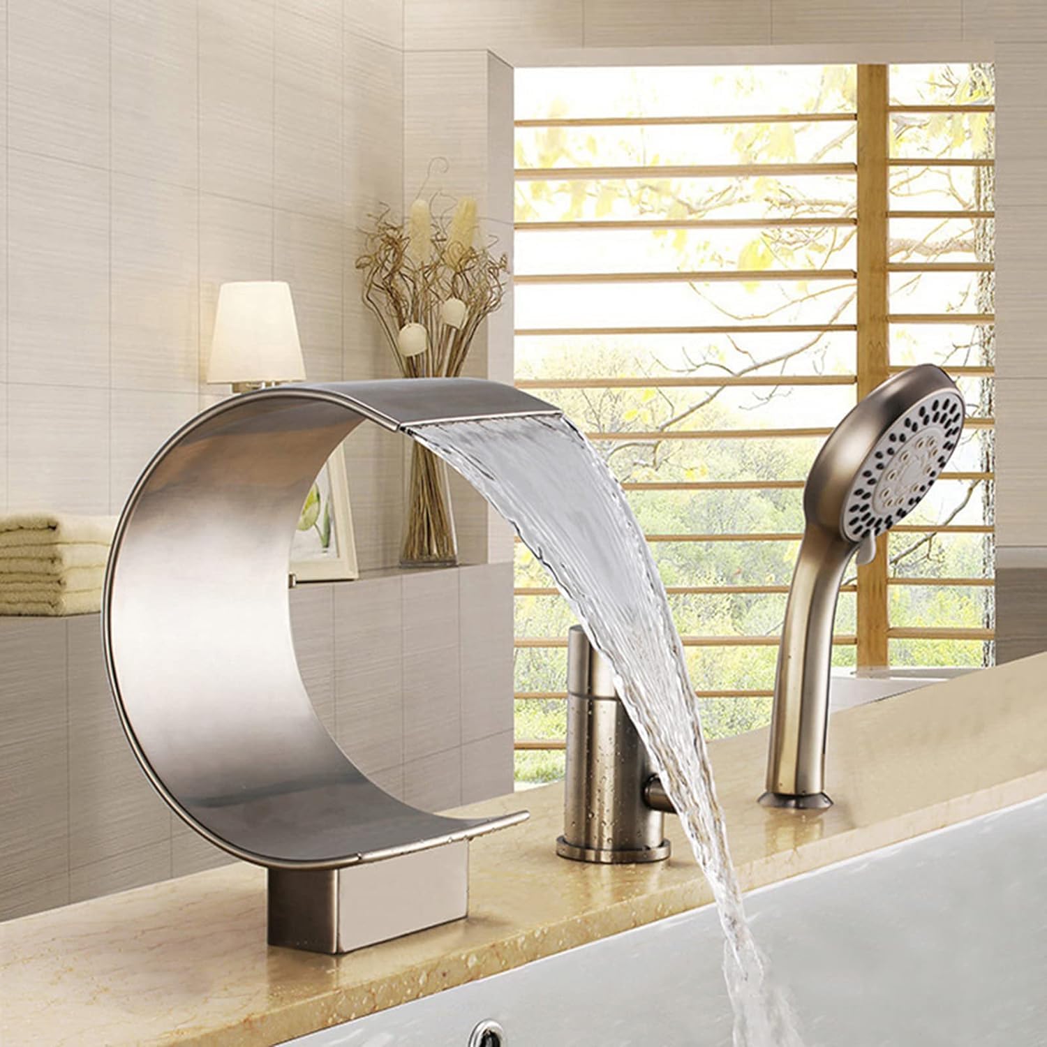 Mitigeur Bain-Douche 3 Trous Finition Or Brossé Élégance