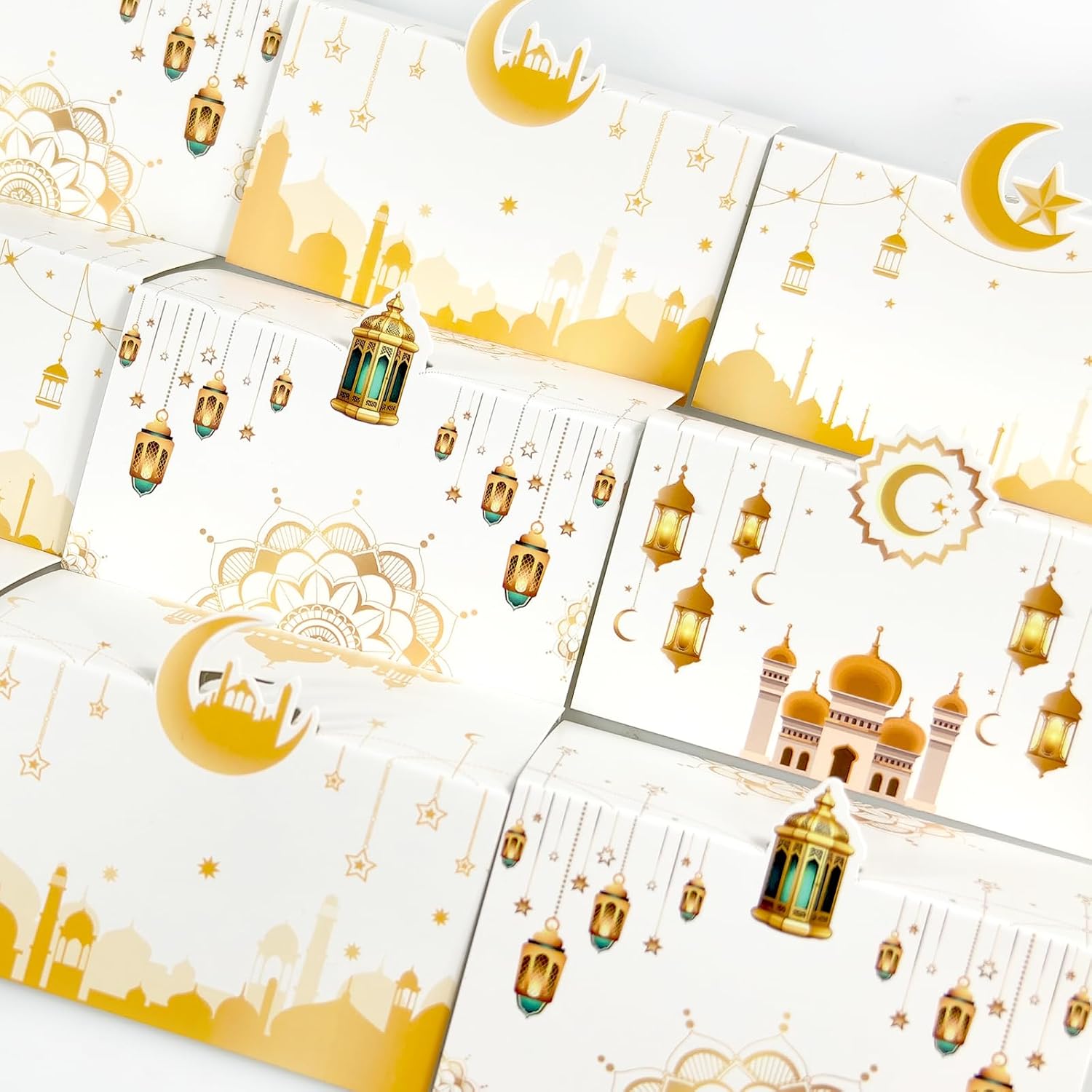 Auch Eid Place Cards - 40pcs Eid Mubarak Table Tent Cards Set Folded Ramadan Name Card for Eid Al-Fitr & Eid Al-Adha Dinner, Iftar Party Table Decorations, Buffet & Food Labelsr 4 Designs (White) image 4