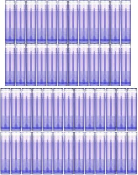 50Packs 5g Refillable Lip Balm Plastic Tube Bottles Empty Round Lipstick Containers BPA Free & Leak Free Plastic Lip Gloss Containers for DIY Homemade Lipsticks, Chapsticks Purple Color