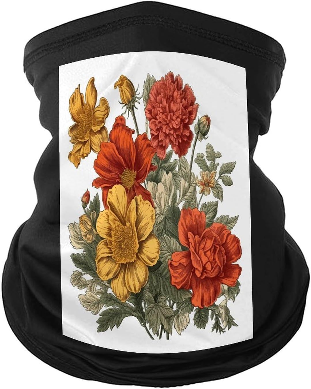 Red and Yellow Flowers Face Mask for Men Women,Neck Gaiter Sunscreen Breathable,Face Cover for Skiing Fishing Hiking Cycling