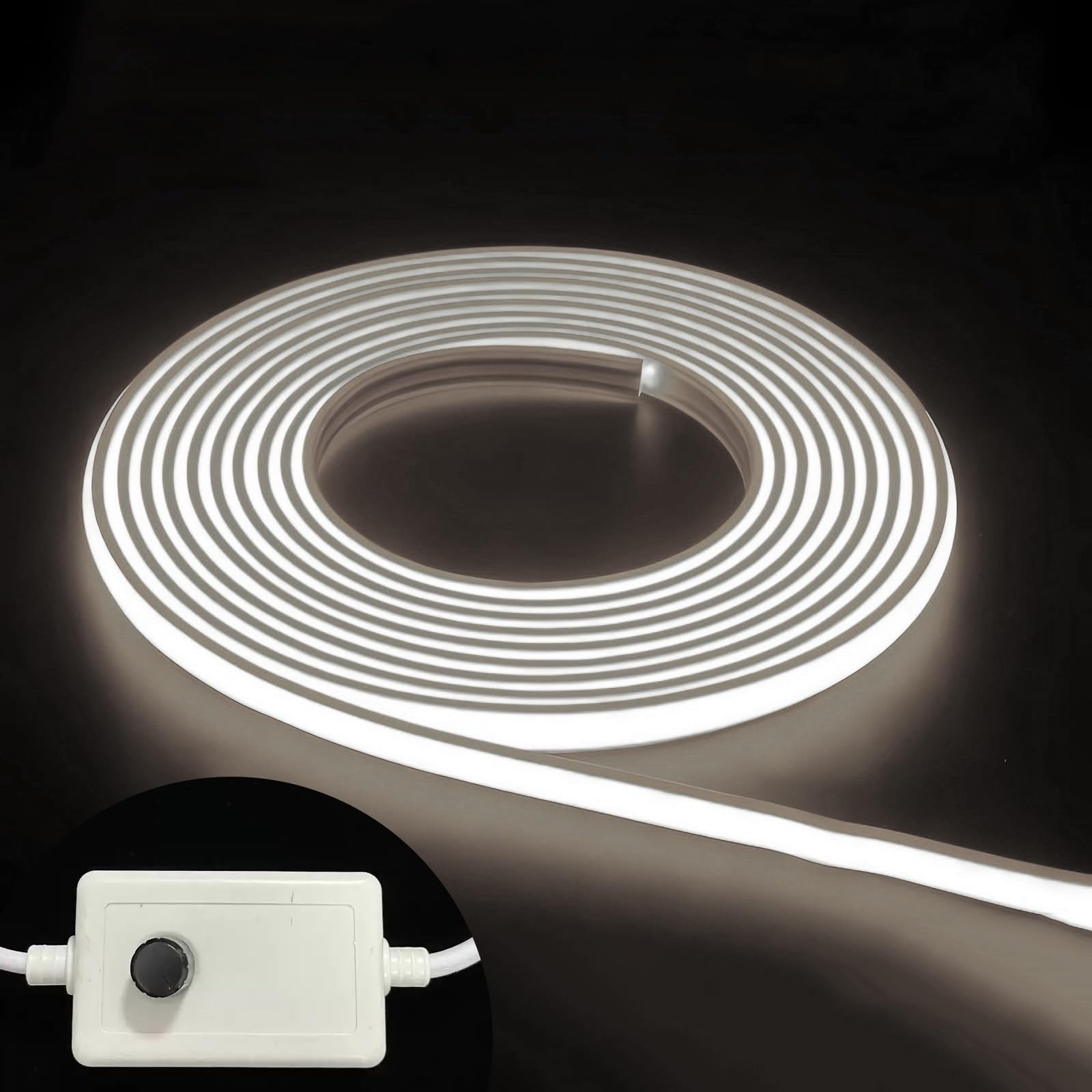 Striscia LED COB 220V - Impermeabile IP65, Dimmerabile con Interruttore, per Cucina e Esterno (4000K, 15m Dimmabile)