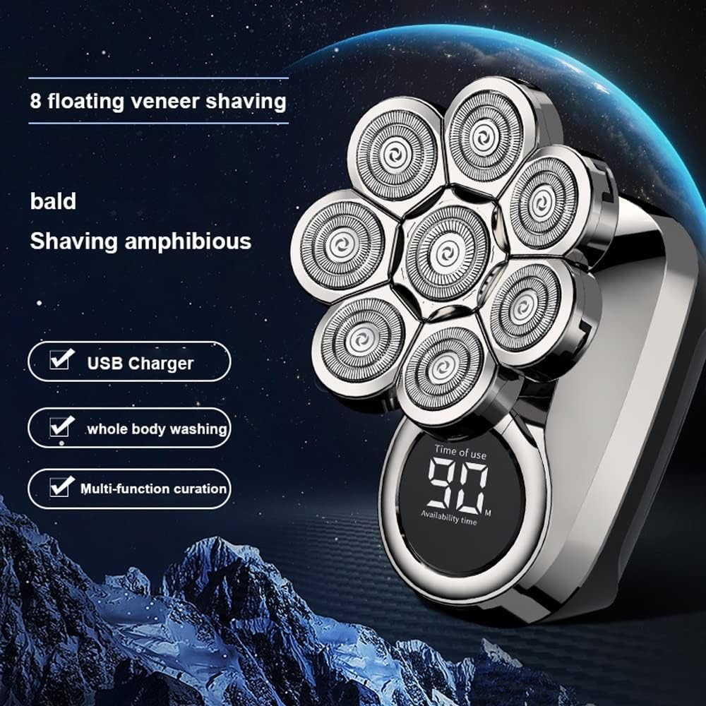 Rasoi elettrici 6 in 1 per uomini calvi, 8 lame Multi Grooming Kit Display Digitale Testa Rasoio Trimmer Barba Rlectric Razor Wet Dry Uomini Macchina da barba facciale