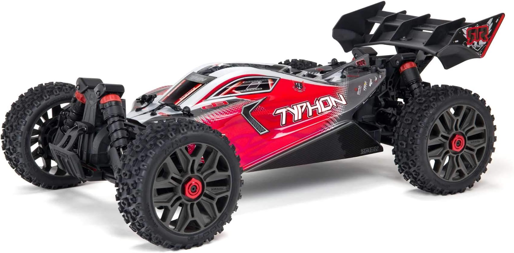 ARRMA1/8 Typhon 4X4 V3 3S BLX Brushless Buggy RC Truck RTR (Transmitter and Receiver Included, Batteries and Charger Required), Red, ARA4306V3, Unisex Adult
