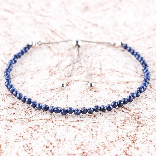 Miniatura 72 de OdrillionGems Pulsera de bolo de plata de ley 925 con cuentas redondas facetadas, hecha a mano, minimalista, cristales curativos, deslizante