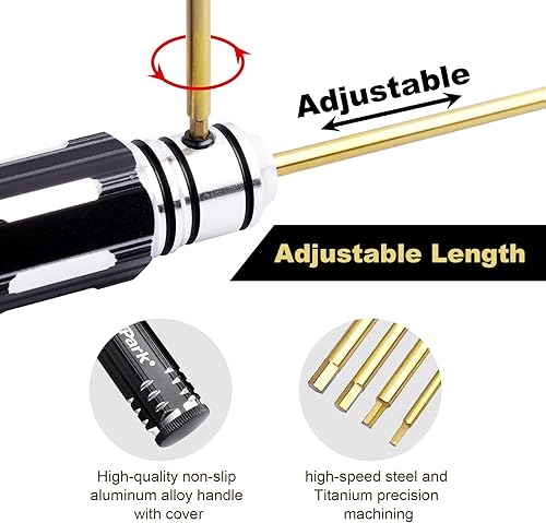 Miniatura 3 de HobbyPark Juego de destornilladores hexagonales de titanio de 0.059 in, 0.079 in, 0.098 in, 0.118 in, kit de herramientas de llave Allen, bandeja de