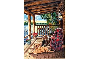 Dimensions Log Cabin Porch Paint by Number On Board