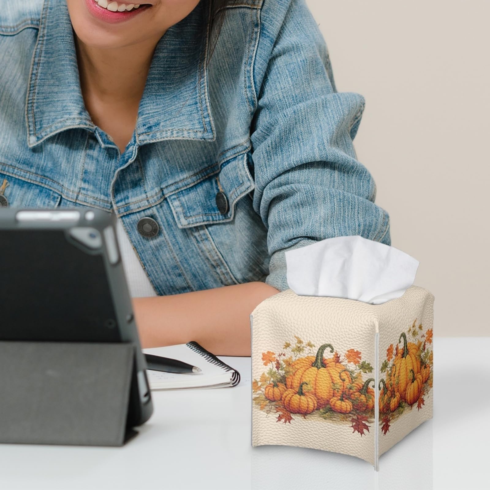 Halloween Pumpkin Tissue Box Holder - Spooky Resin Napkin Dispenser For Bathroom, Kitchen, Or Office Decor