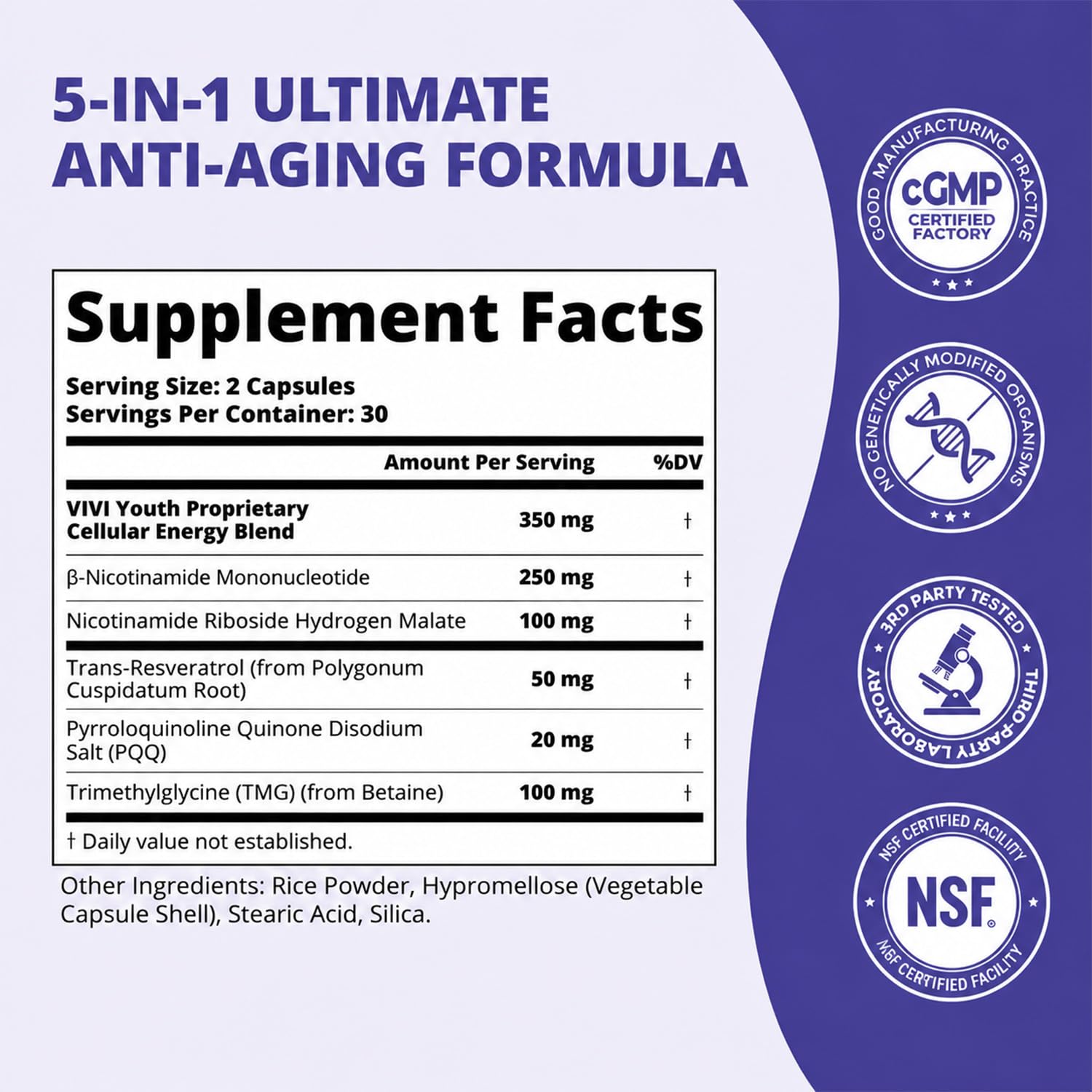 NAD+ Supplements for Women — NMN 250mg, NR 100mg, Resveratrol — Amazon image 9