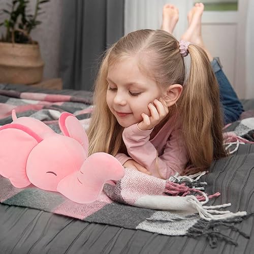 Miniatura 3 de Niuniu Daddy Animal de peluche de elefante de 15 pulgadas, decoración de peluche de elefante, almohada de peluche de elefante bebé para niños y