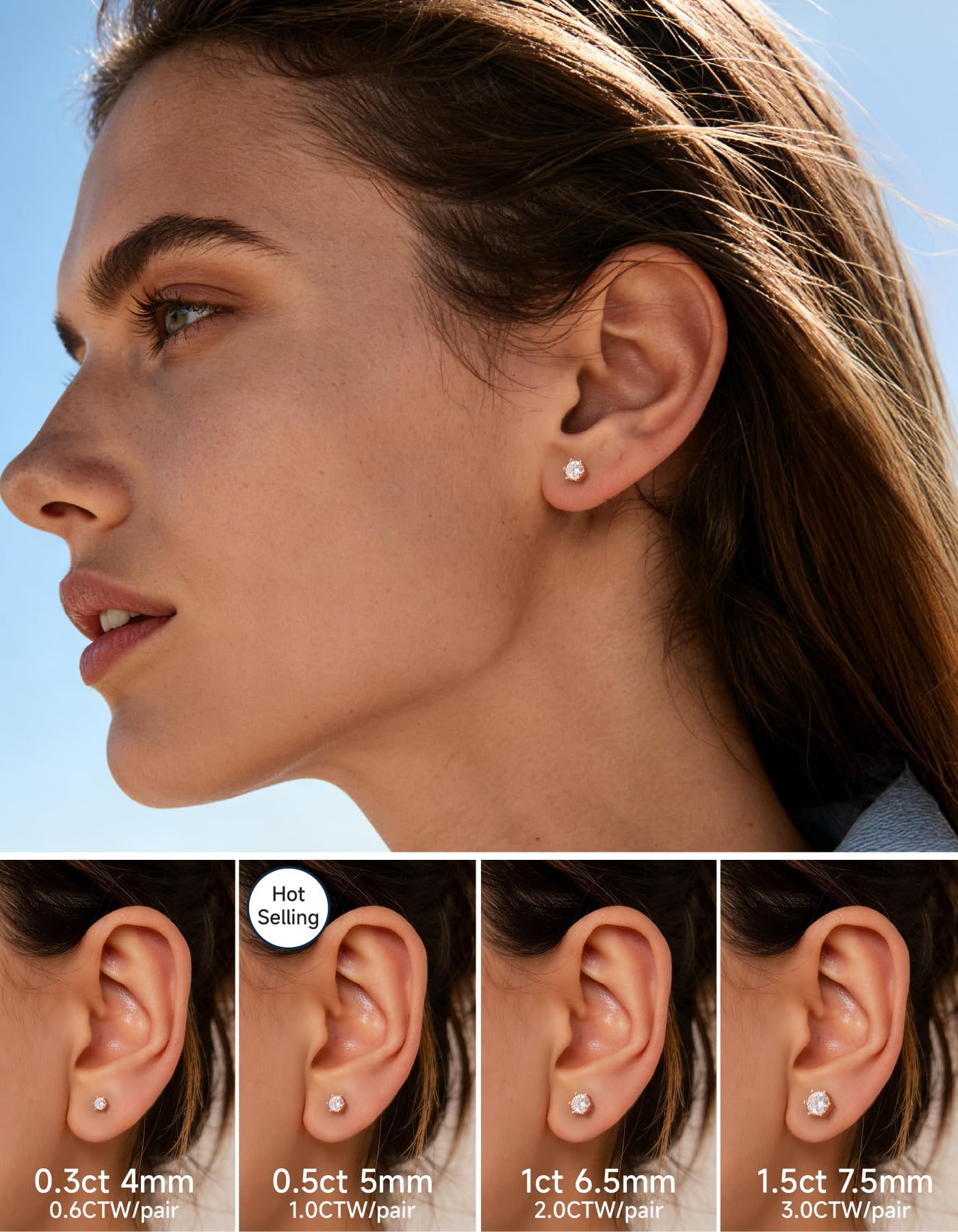 MomentWish Orecchini Moissanite, 1-4 Carati Orecchini Brillante Uomo Argento 925/Oro 18K Simulato Diamante Uomo Donna Orecchini Punto Luce Anallergici Regalo Festa Della Mamma 5/6.5/8mm