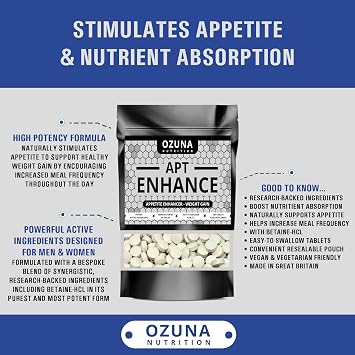 APT Enhance Appetite Stimulant - Max Strength Appetite Booster for Weight Gain - Natural Appetite Support to Increase Food Intake - 100 Easy-to-Swallow Tablets