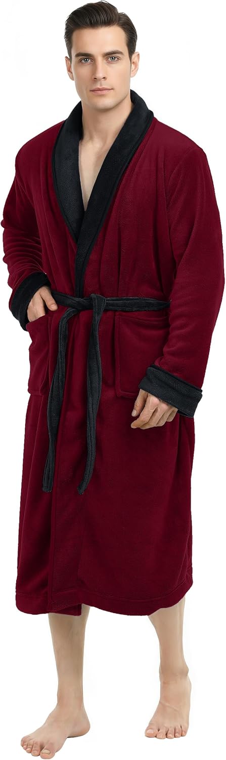 NY Threads Mens Robe, Luxury Plush Fleece Mens Bathrobe, Spa Bath Robe for Men