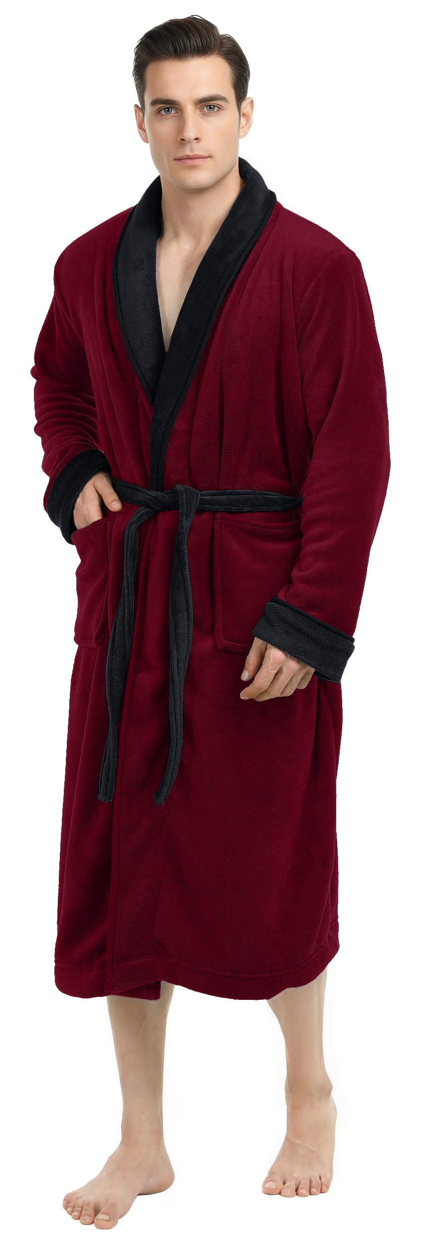 NY Threads Mens Robe, Luxury Plush Fleece Mens Bathrobe, Spa Bath Robe for Men