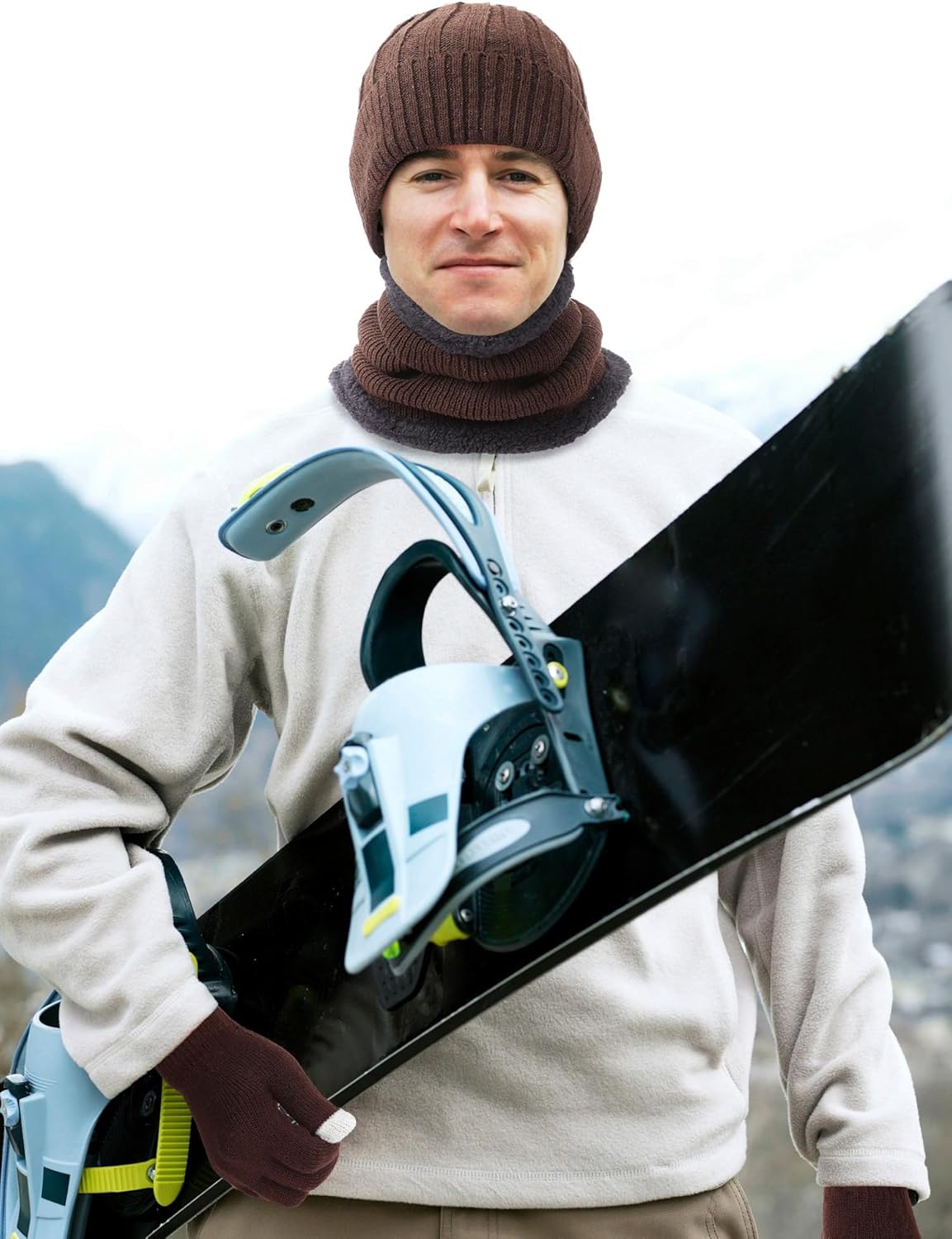 Suhine 24 Pcs Winter Warm Hat and Gloves Set Fleece Lined Knit Skull Cap Neck Scarf Touch Screen Gloves Ski Earmuffs for Women Men Homeless Care Gift - Image 7