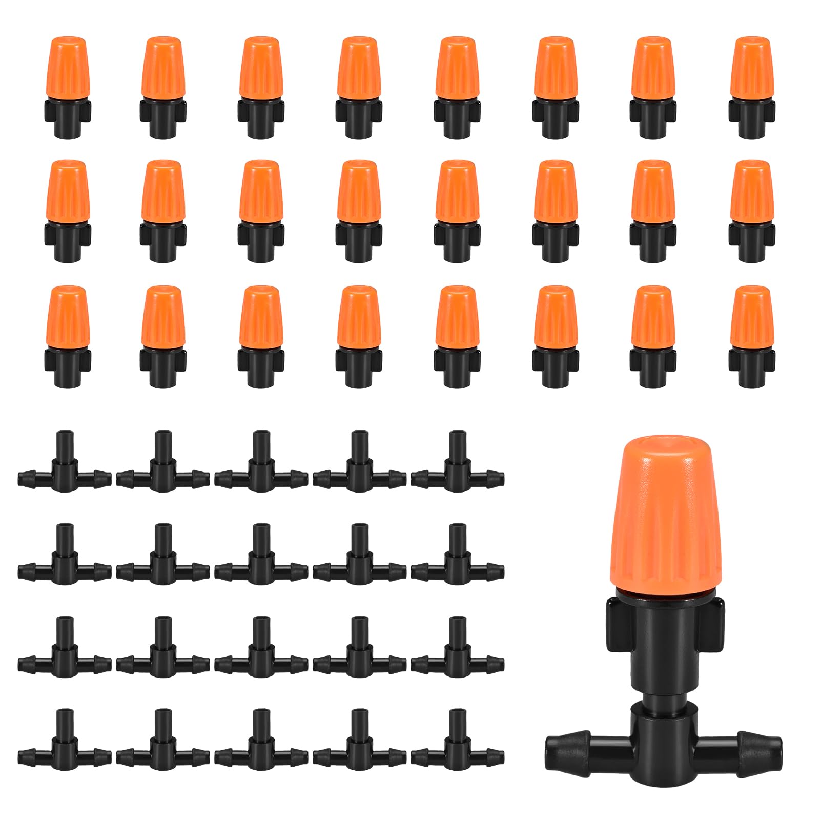 Tesmotor 100pcs justierbarer Garten Bewässerung Nebel Düse Sprinkler, justierbare Bewässerung Tropfer mit Connect Tee für Garten Tropf Bewässerung System