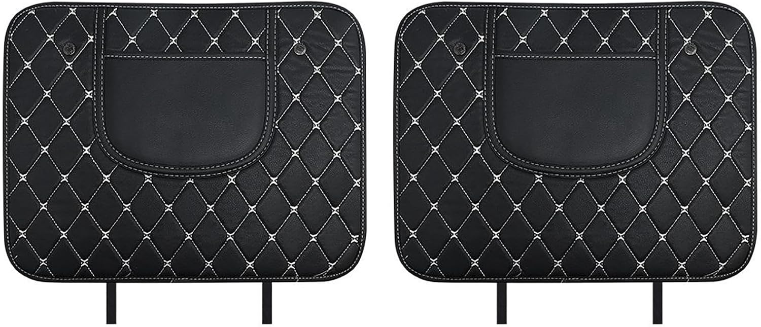 2 PCS Car Kick Mats for Citroen C3 C5 X7 DS4 B9 B7 C4 Grand Picasso Berlingo, Car Backrest Anti-Kick, Leather Rear Seat Back Protectors Kick with Storage Bag,B