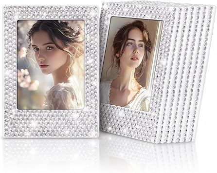 8pack Mini 3 Inch Bling Magnetic Photo Frame for Polaroid Fujifilm Instax Mini Instant Film Magnetic Photo Frame for Refrigerator Picture Frames Photo Holder for Fridge, School, Office